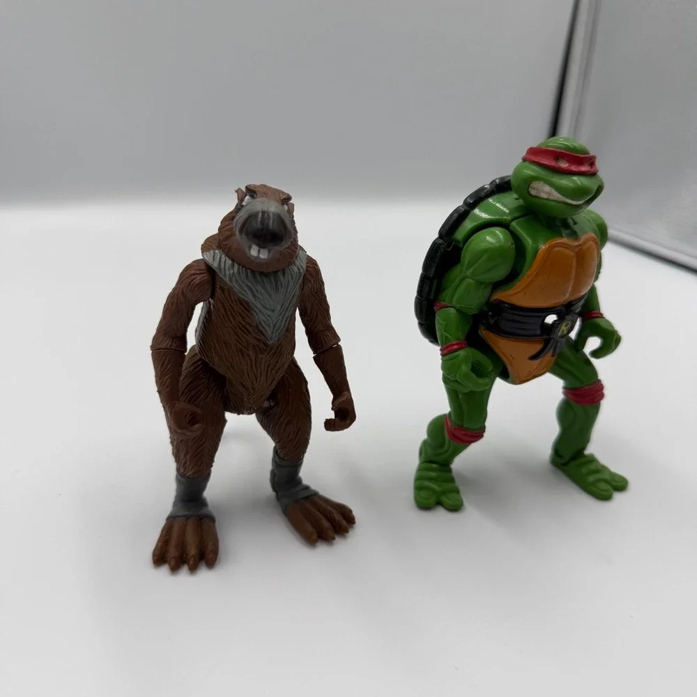 Vintage TMNT Lot 1988 Splinter & 1992 Toon Raphael Action Figures Playmates